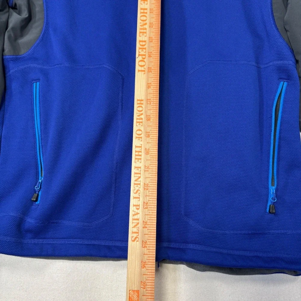 The North Face Mens Blue Grid Fleece Full Zip Jacket Gray Panels Large F12